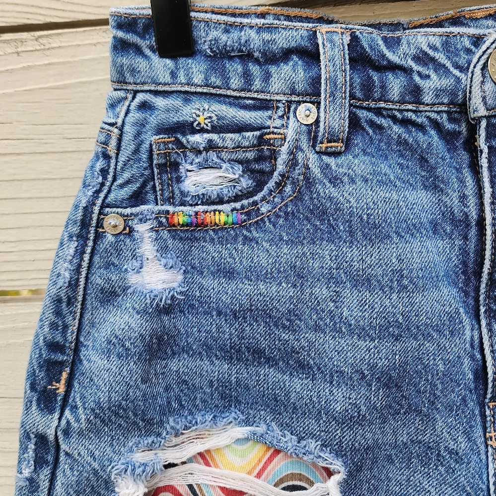 American Eagle Pride Denim Highest Rise Baggy Shorts